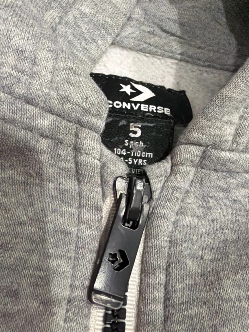 Converse Kids Light Grey Full-Zip Hoodie with Logo